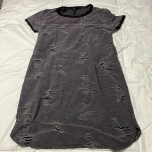 Obsession Distressed T-shirt Dress Size M In Dark Gray